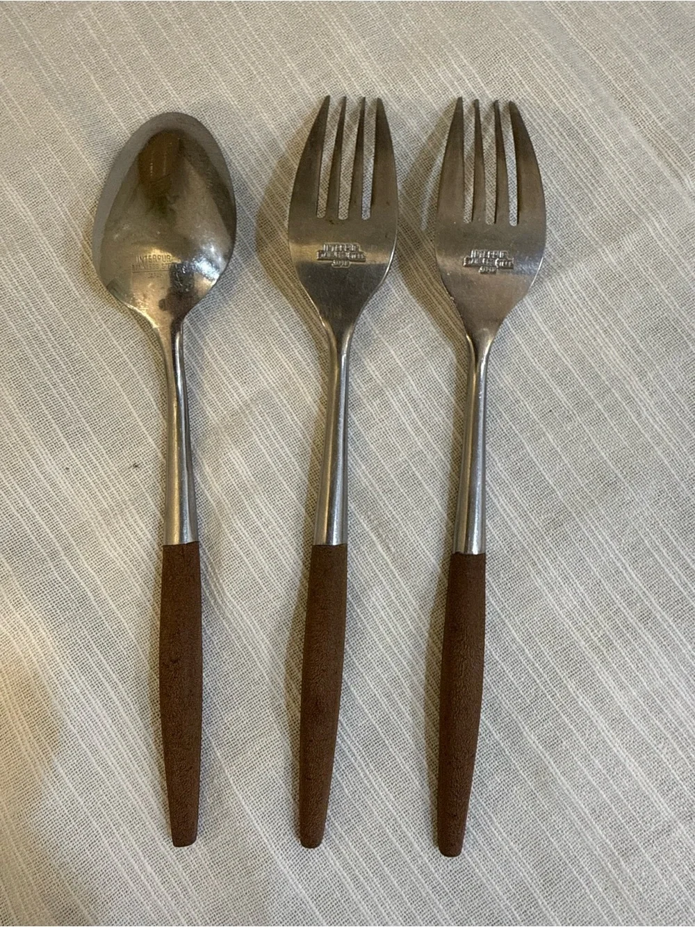 Mixed Lot Interpur Japan MCM Flatware 2 Dinner Forks and 1 Tablespoon Hearts
